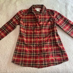 Motherhood 100% silk Button up Plaid Maternity Top
